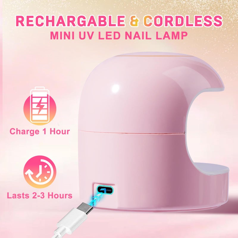 MEKK Mini UV Light for Gel Nails,18W Cordless Single Finger UV LED Nail Lamp,Portable Small Professional Flash Cure Lamp for Detail Work,Compact Design for Beginners,Travel,Home-Pink - Image 5
