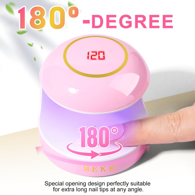 MEKK Mini UV Light for Gel Nails,18W Cordless Single Finger UV LED Nail Lamp,Portable Small Professional Flash Cure Lamp for Detail Work,Compact Design for Beginners,Travel,Home-Pink - Image 4