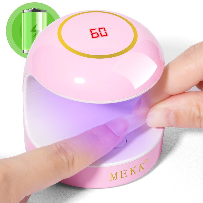 MEKK Mini UV Light for Gel Nails,18W Cordless Single Finger UV LED Nail Lamp,Portable Small Professional Flash Cure Lamp for Detail Work,Compact Design for Beginners,Travel,Home-Pink - Image 1