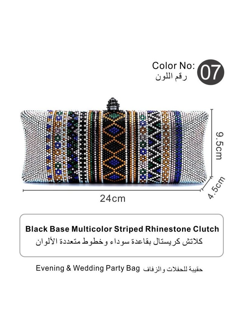 Multicolor Geometric Rhinestone Crystal Clutch Bag Wedding Evening Party Handbag