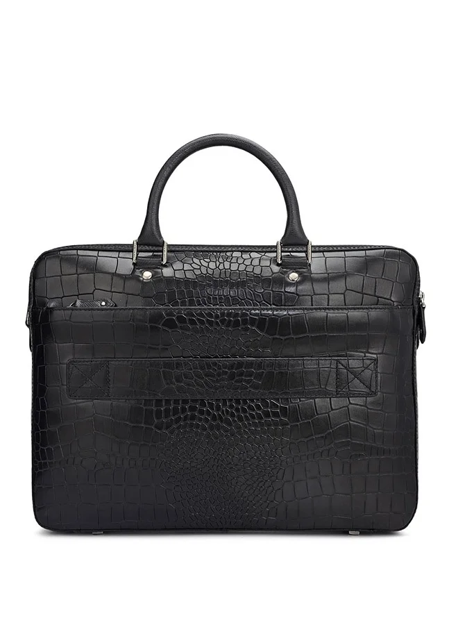 Da Milano  Leather Black Laptop Bag with Adjustable Shoulder Strap for Men | Best Price UAE