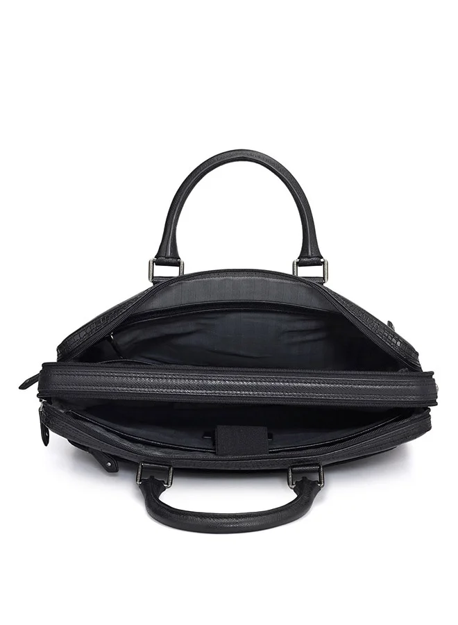 Da Milano  Leather Black Laptop Bag with Adjustable Shoulder Strap for Men | Best Price UAE
