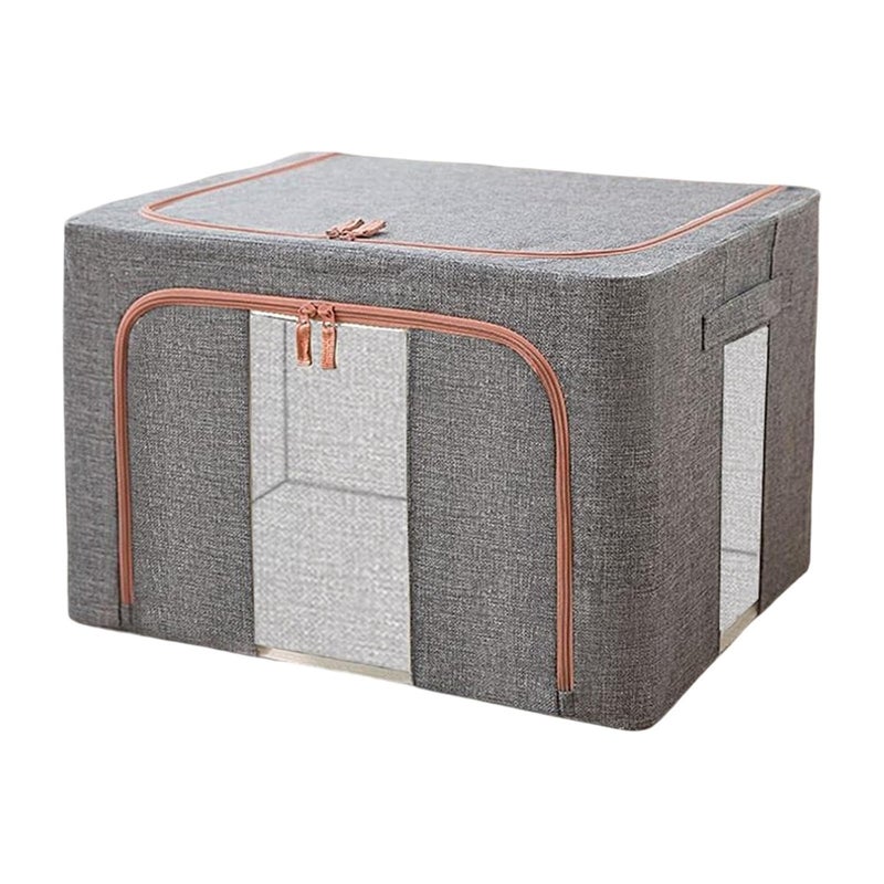 CHICAGOZONE CHICAGOZONE Clothes Storage Bag Organizer 66L Clear Window for Toys Bed Sheets Comforter Gray Storage Boxes  - Image 4
