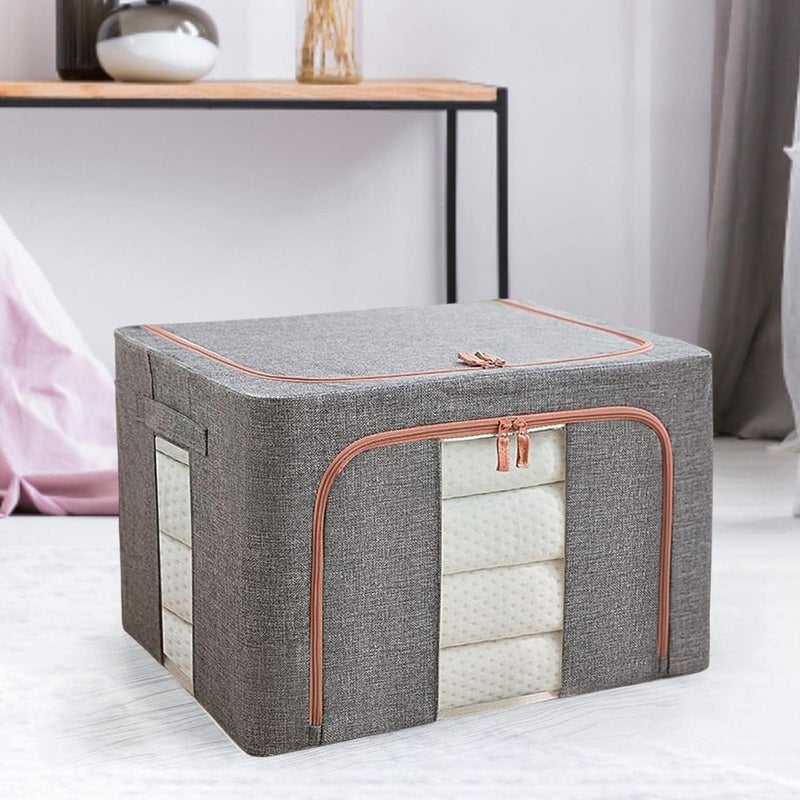 CHICAGOZONE CHICAGOZONE Clothes Storage Bag Organizer 66L Clear Window for Toys Bed Sheets Comforter Gray Storage Boxes  - Image 5