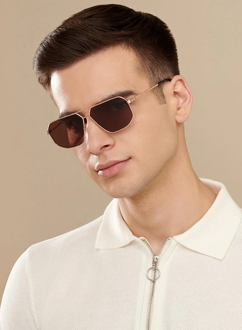 John Jacobs John Jacobs Gold Brown Aviator UV Protected Sunglasses For Men &amp; Women (Medium) - JJ S13801