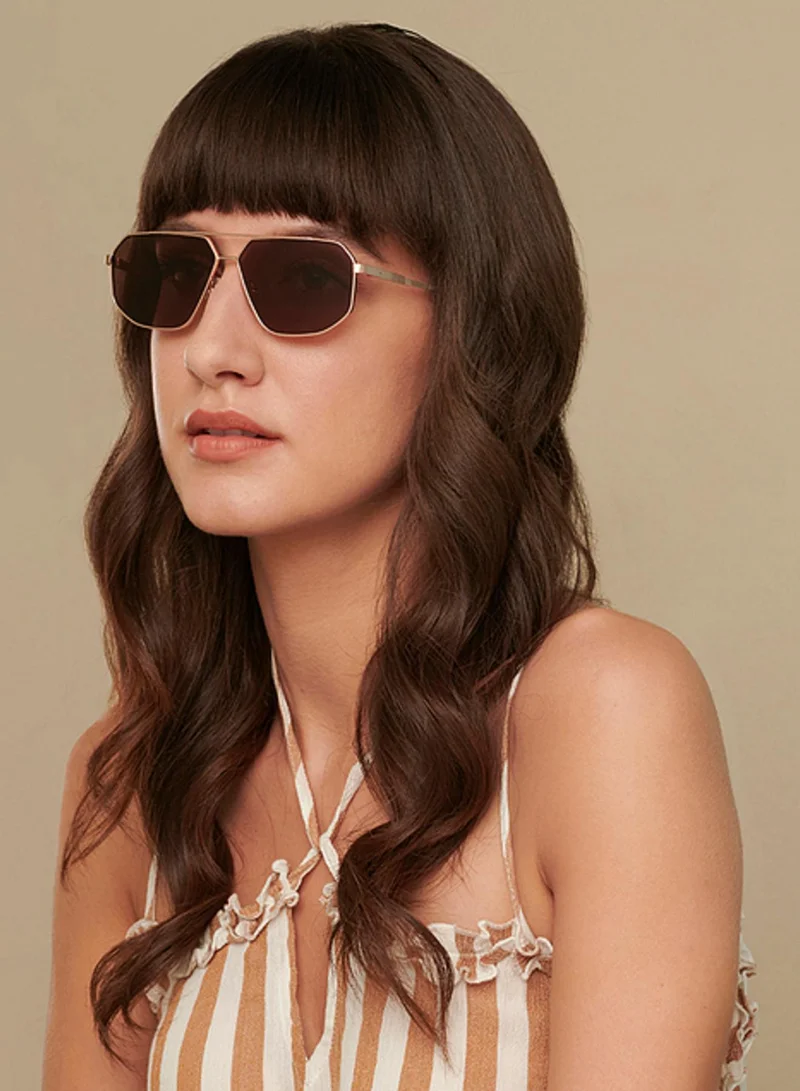 John Jacobs John Jacobs Gold Brown Aviator UV Protected Sunglasses For Men &amp; Women (Medium) - JJ S13801