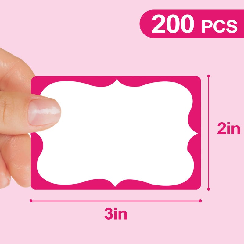 labelon Pink Name Tags,2"x 3" Name Tag Stickers with Pink Border 200 Pcs Adhesive Name Tags Sticker Name Badges Labels for Valentine, School, Office, Home, Party, Conferences - Image 2