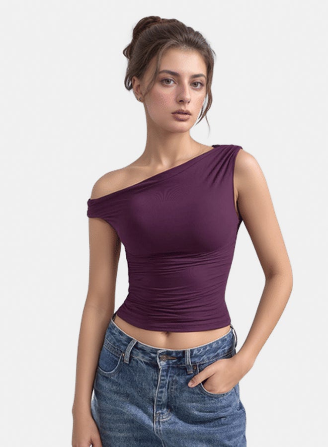 LAVEX draped-shoulder-top-purple-l