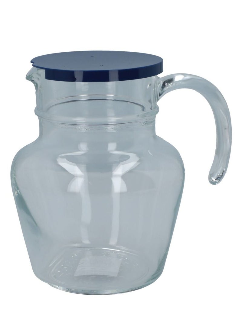Luminarc Florero Plain Jug With Lid Clear And Blue 1.4 Liter - Image 1