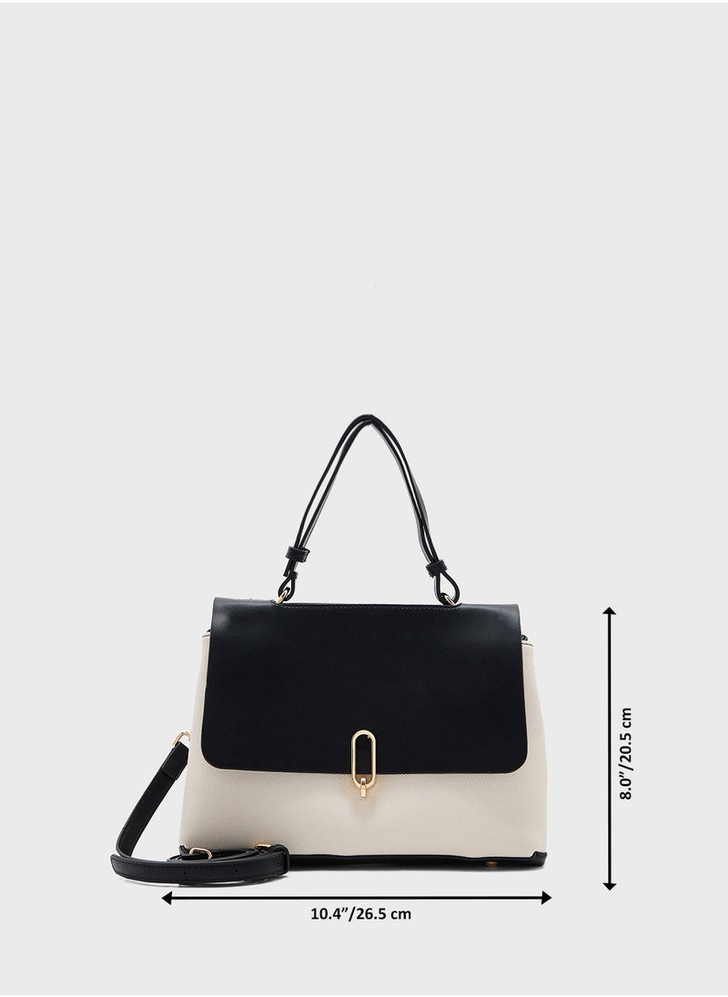 ELLA - Metal Trim Detail Satchel Bag - Image 1