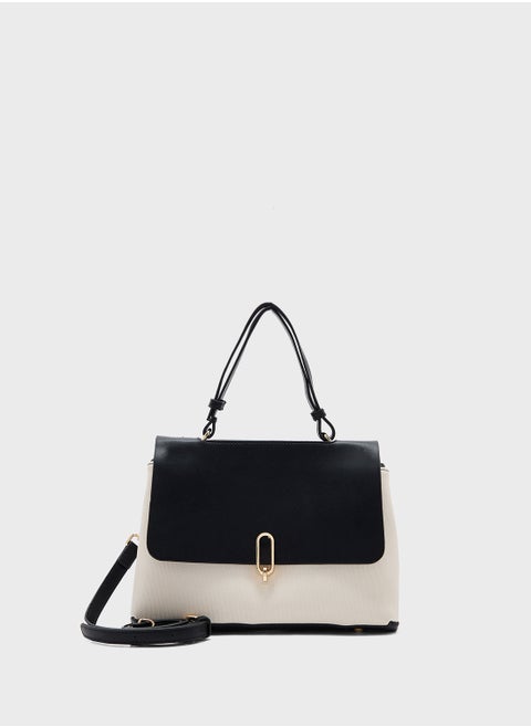 Metal Trim Detail Satchel Bag