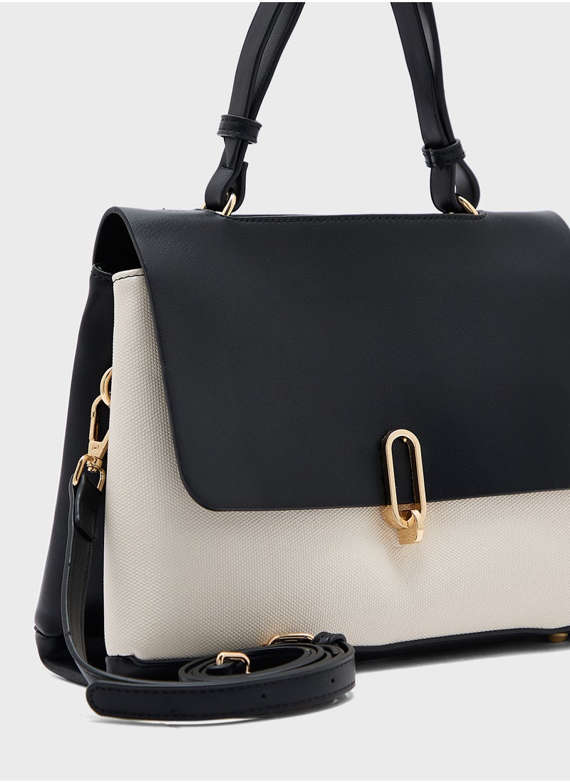 ELLA - Metal Trim Detail Satchel Bag - Image 1