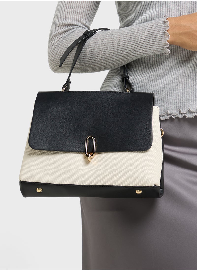 ELLA - Metal Trim Detail Satchel Bag - Image 1