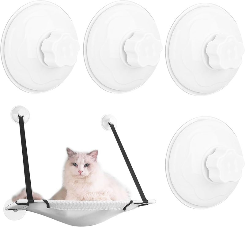 AccEncyc 4pcs Cat Window Perches with Screw Suction Cups, Cat Window Hammock Replacement, Latest Screw Suction Cups, PVC Plastic, White - Image 1