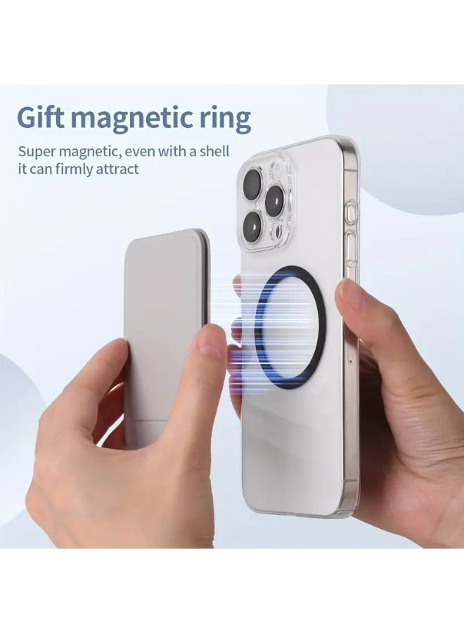 LENOK Tripod Wallet Stand, Magnetic and MagSafe-Compatible, Fold-Flat 3-in-1 Phone Stand and 1-2 Card Holder, Portrait, Landscape and Elevated Viewing (Grey) - Image 4