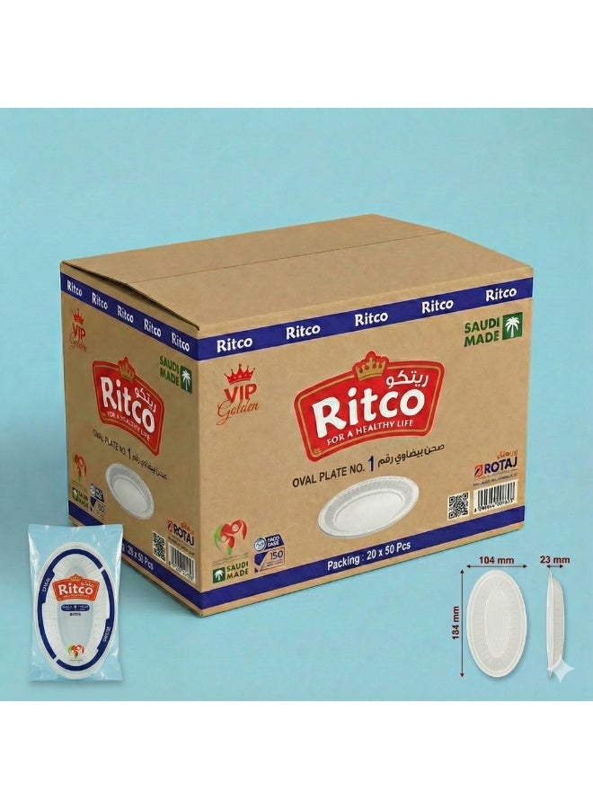 Ritco Carton Of Oval Plastic Plates, Size 1 (1000 Plates/Carton) - Image 1