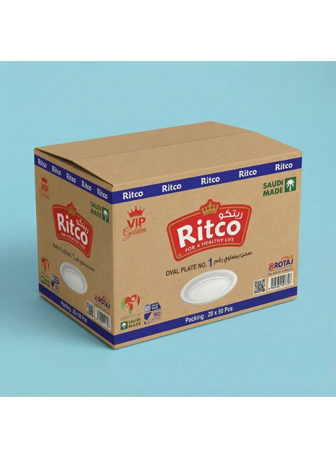 Ritco Carton Of Oval Plastic Plates, Size 1 (1000 Plates/Carton) - Image 2