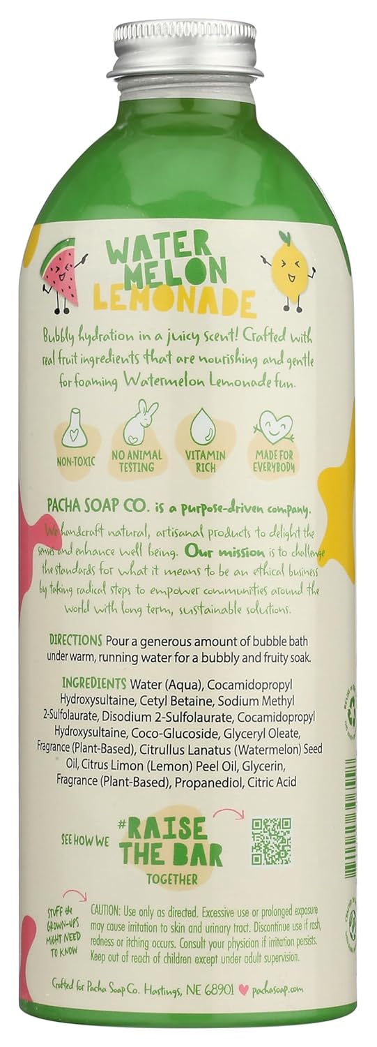 Pacha Soap Co PACHA SOAP Kids Watermelon Lemonade Bubble Bath 16 FZ - Image 2