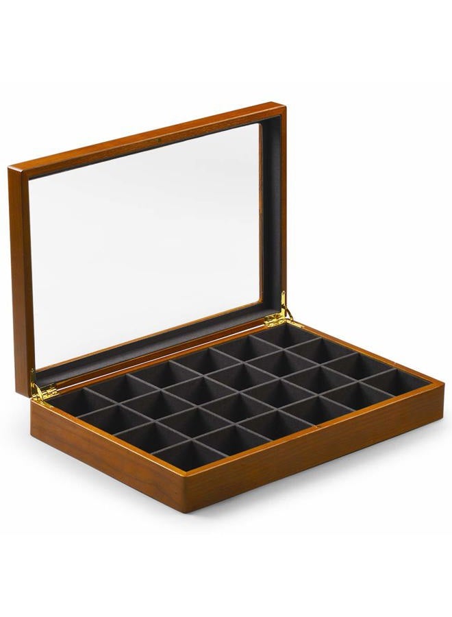 Oirlv Solid Wooden Jewelry Box Rings Earrings Necklaces Display Case with Lid Vintage Jewelry Organizer Box for Women - Image 1