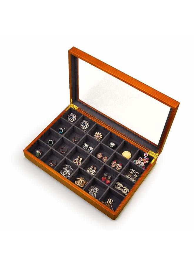 Oirlv Solid Wooden Jewelry Box Rings Earrings Necklaces Display Case with Lid Vintage Jewelry Organizer Box for Women - Image 2