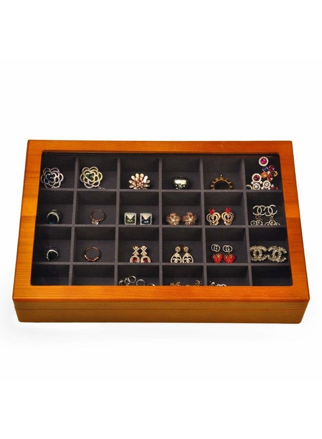 Oirlv Solid Wooden Jewelry Box Rings Earrings Necklaces Display Case with Lid Vintage Jewelry Organizer Box for Women - Image 4