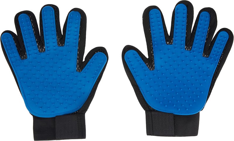 Mumoobear Mumoo Bear Pet Grooming Glove, Bath Brush for Dog & Cat, Pet Hair Remover Gloves for Grooming, Shedding, Bathing, Massage, 1 Pair (Blue) - Image 1