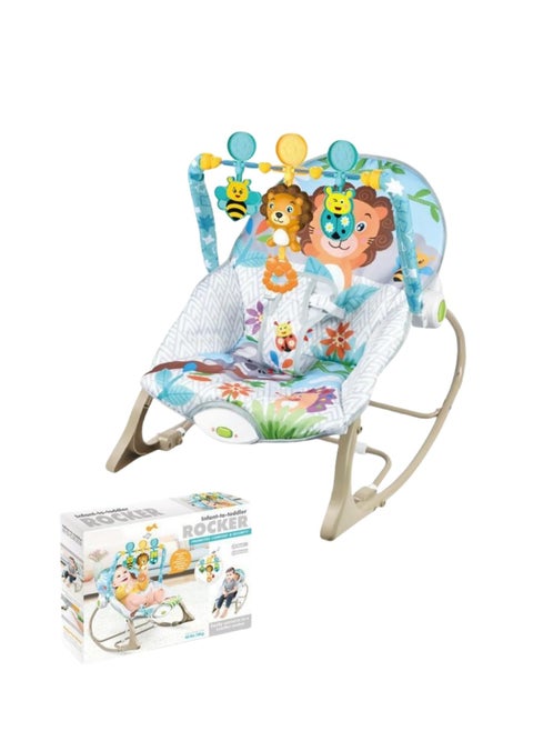 Baby Rocking Chair, 3 Gears Adjustable Seat, Multi-Function Music Vibration Rocking Baby Bouncer, Sitting and Lying, 2-in-1 Foldable Baby Swing for 0-36 Months