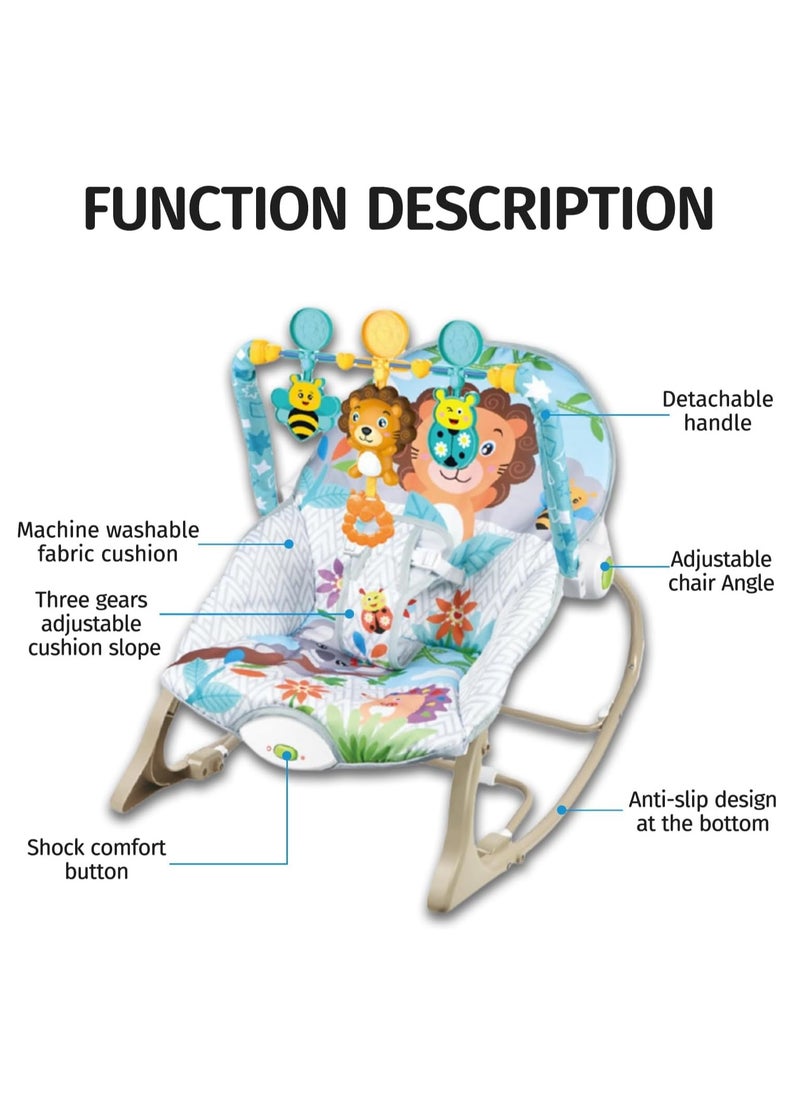 TRASSLE - Baby Rocking Chair, 3 Gears Adjustable Seat, Multi-Function Music Vibration Rocking Baby Bouncer, Sitting and Lying, 2-in-1 Foldable Baby Swing for 0-36 Months - Image 1