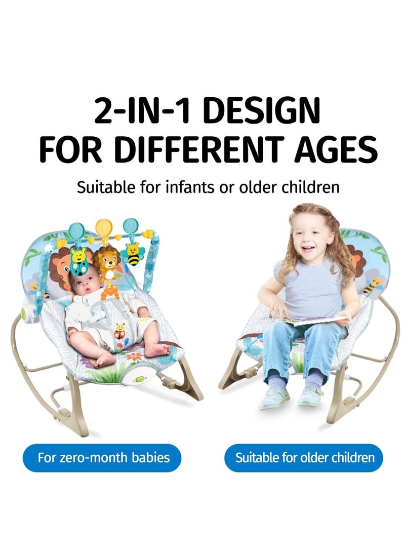 TRASSLE - Baby Rocking Chair, 3 Gears Adjustable Seat, Multi-Function Music Vibration Rocking Baby Bouncer, Sitting and Lying, 2-in-1 Foldable Baby Swing for 0-36 Months - Image 1