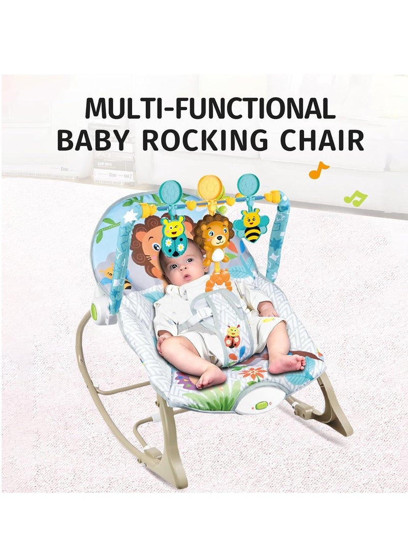 TRASSLE - Baby Rocking Chair, 3 Gears Adjustable Seat, Multi-Function Music Vibration Rocking Baby Bouncer, Sitting and Lying, 2-in-1 Foldable Baby Swing for 0-36 Months - Image 1