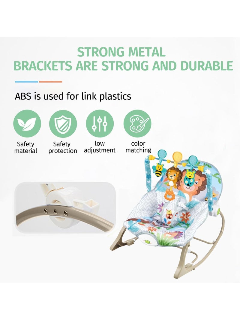 TRASSLE - Baby Rocking Chair, 3 Gears Adjustable Seat, Multi-Function Music Vibration Rocking Baby Bouncer, Sitting and Lying, 2-in-1 Foldable Baby Swing for 0-36 Months - Image 1