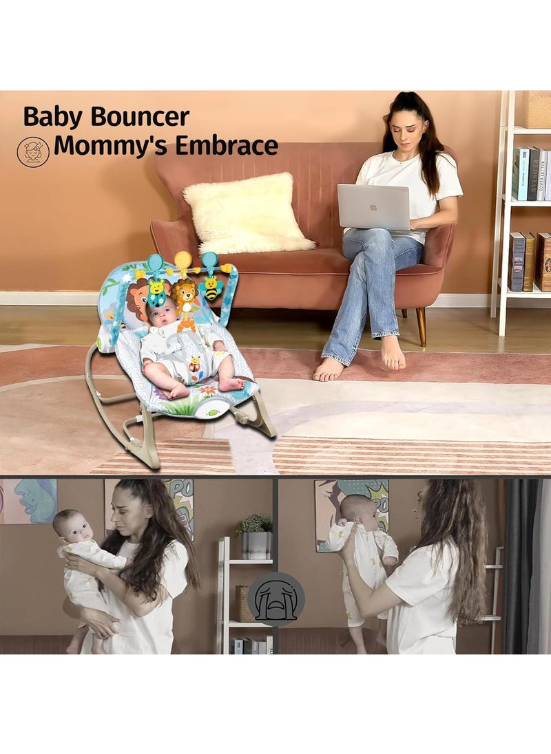 TRASSLE - Baby Rocking Chair, 3 Gears Adjustable Seat, Multi-Function Music Vibration Rocking Baby Bouncer, Sitting and Lying, 2-in-1 Foldable Baby Swing for 0-36 Months - Image 1