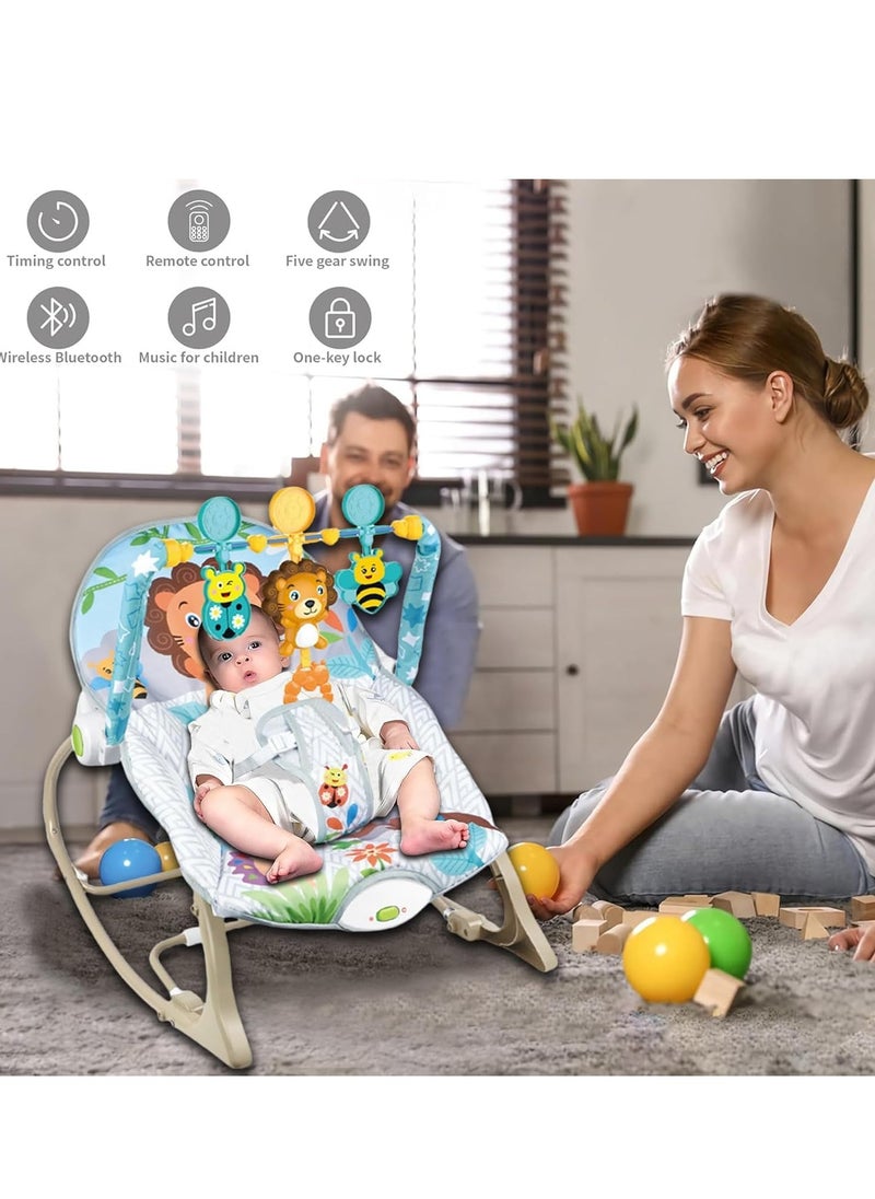 TRASSLE - Baby Rocking Chair, 3 Gears Adjustable Seat, Multi-Function Music Vibration Rocking Baby Bouncer, Sitting and Lying, 2-in-1 Foldable Baby Swing for 0-36 Months - Image 1