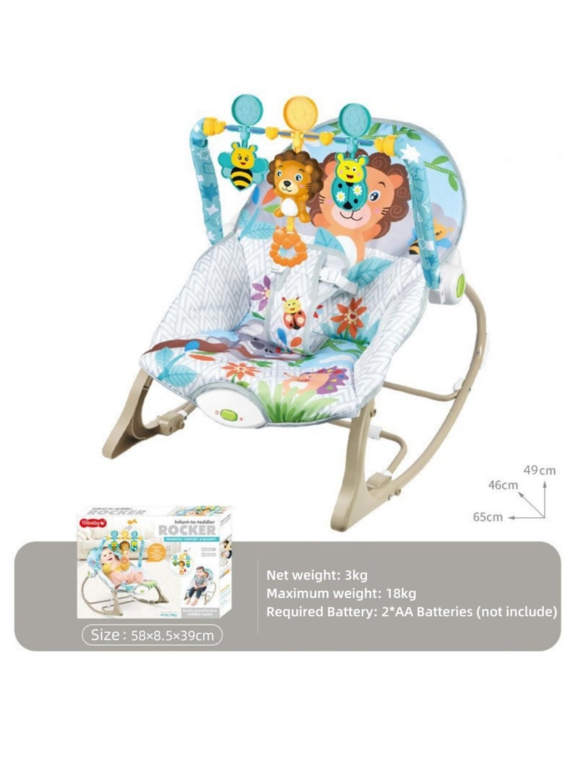 TRASSLE - Baby Rocking Chair, 3 Gears Adjustable Seat, Multi-Function Music Vibration Rocking Baby Bouncer, Sitting and Lying, 2-in-1 Foldable Baby Swing for 0-36 Months - Image 1