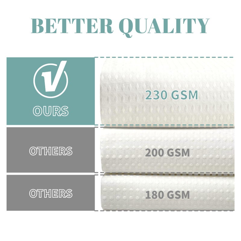 eachope Cream No Hook Waffle Weave Shower Curtain with snap-in Liner Replacement, 230GSM Waterproof Fabric Hotel Shower Curtain Set for Bathroom, Through Mesh Top Window,71Wx74H - Image 3