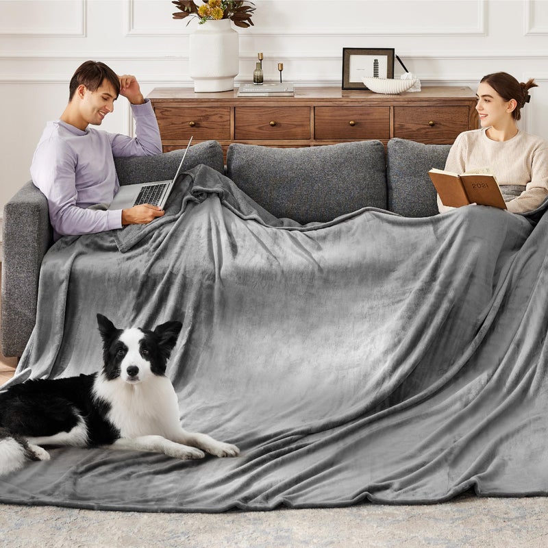 Bedsure GentleSoft Oversized King Big Blanket 120"x120" - Extra Large Soft Fleece Blankets for Bed, Sofa, Couch, Travel, Camping, Party, Giant Huge Throws, 10'x10', Dark Grey - Image 2