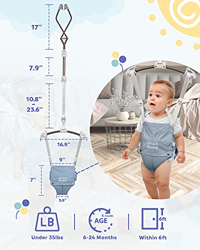 Infant Master Doorway Jumper, Johnny Jumper w/Adjustable Seat Bag, Durable Baby Door Bouncer & Swing Jumper w/Steel Spring, Wise Gift Choice for Infant & Toddler, Easy to Use, Blue - Image 4