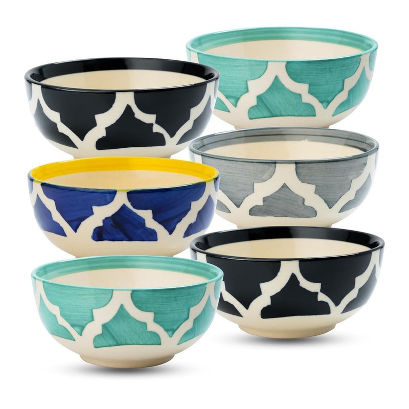 Sugalsu Cereal Bowls Set of 6 4 Inch Small Dessert Bowls for Fruit Snack Ice Cream Microwave Safe Bowls for Kitchen Decor and Housewarming Gift DishwasherRandom - Image 1