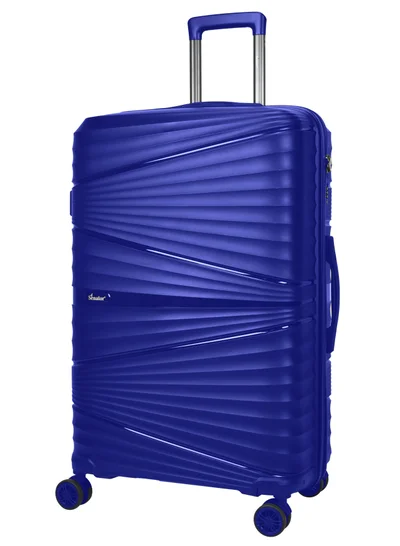 SENATOR Hard Case Large Checked Luggage Trolley For Unisex Polypropylene Lightweight 4 Double Wheeled Suitcase With Built In TSA Type Lock Travel Bag KH1005 Blue