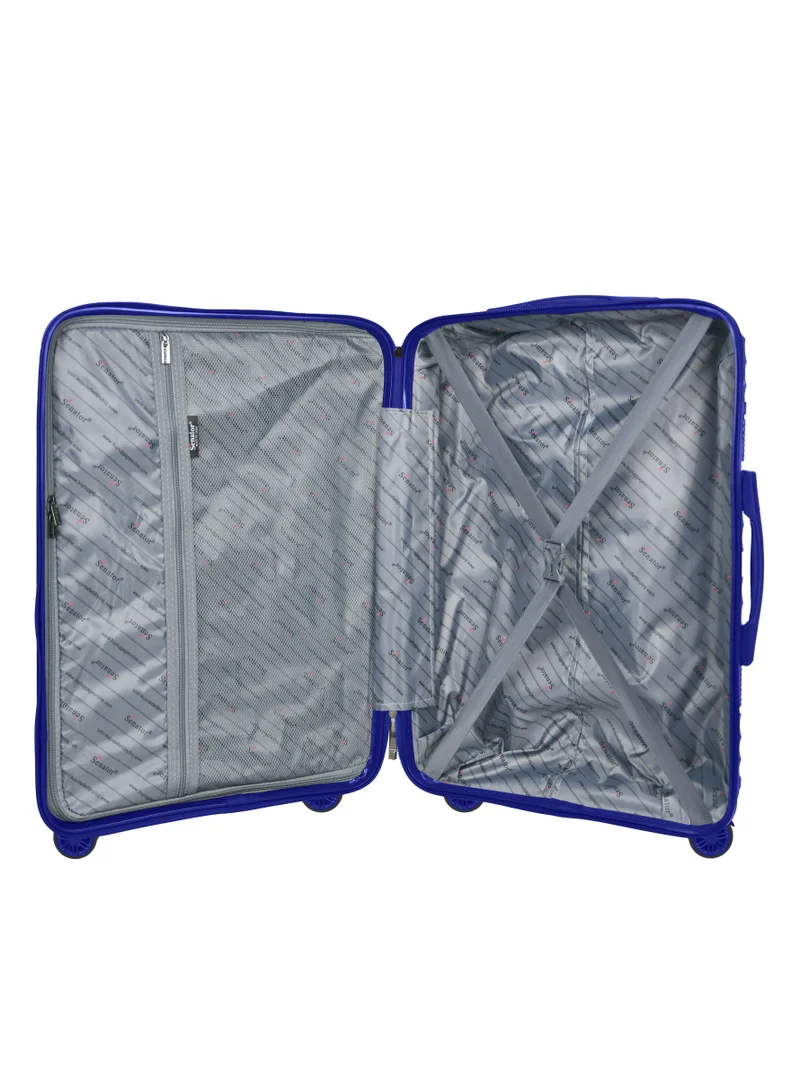SENATOR Hard Case Large Checked Luggage Trolley For Unisex Polypropylene Lightweight 4 Double Wheeled Suitcase With Built In TSA Type Lock Travel Bag KH1005 Blue