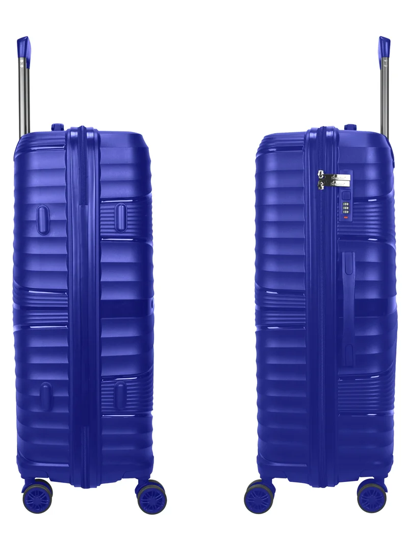 SENATOR Hard Case Large Checked Luggage Trolley For Unisex Polypropylene Lightweight 4 Double Wheeled Suitcase With Built In TSA Type Lock Travel Bag KH1005 Blue