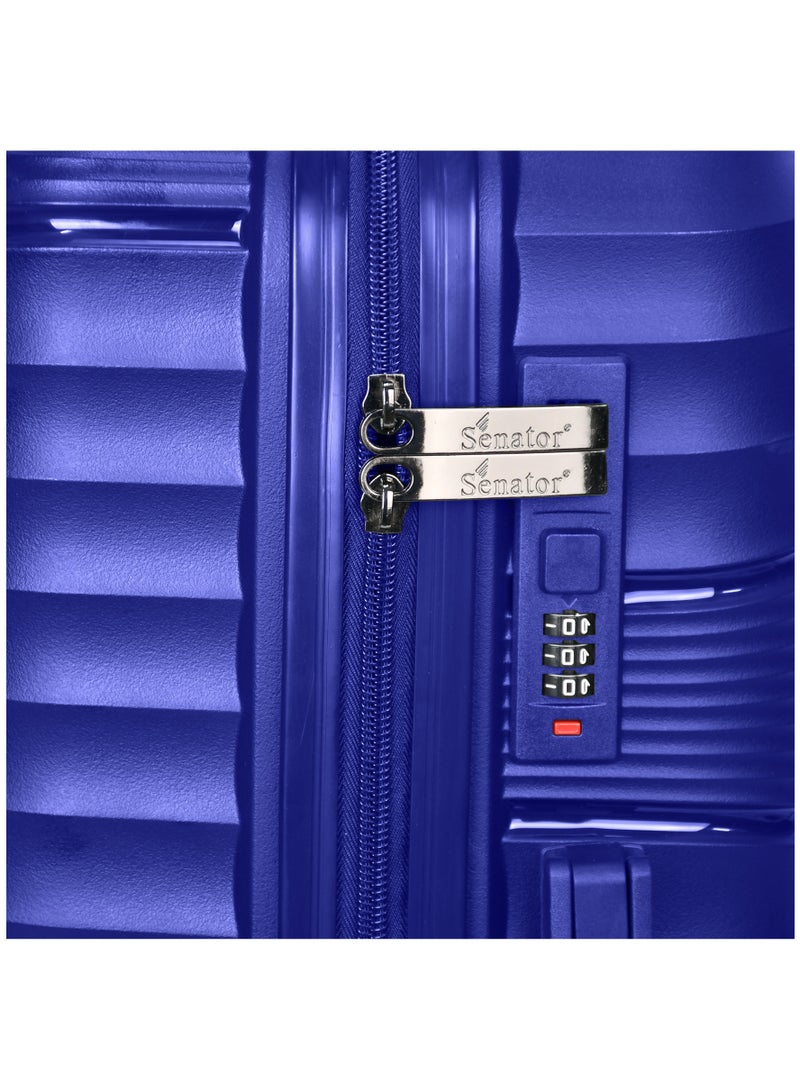 SENATOR Hard Case Large Checked Luggage Trolley For Unisex Polypropylene Lightweight 4 Double Wheeled Suitcase With Built In TSA Type Lock Travel Bag KH1005 Blue - Image 5