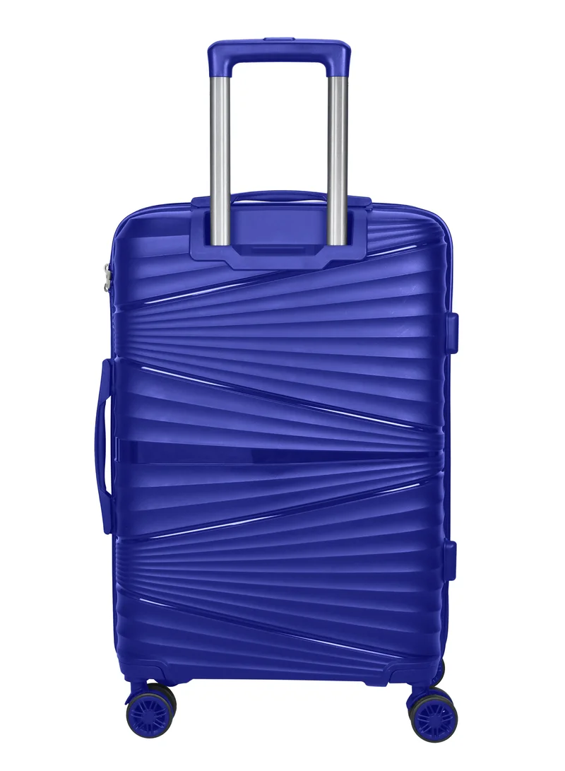 SENATOR Hard Case Large Checked Luggage Trolley For Unisex Polypropylene Lightweight 4 Double Wheeled Suitcase With Built In TSA Type Lock Travel Bag KH1005 Blue