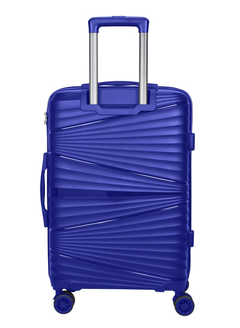 SENATOR hard case large checked luggage trolley for unisex polypropylene lightweight 4 double wheeled suitcase with built in tsa type lock travel bag kh1005 blue - Image 2