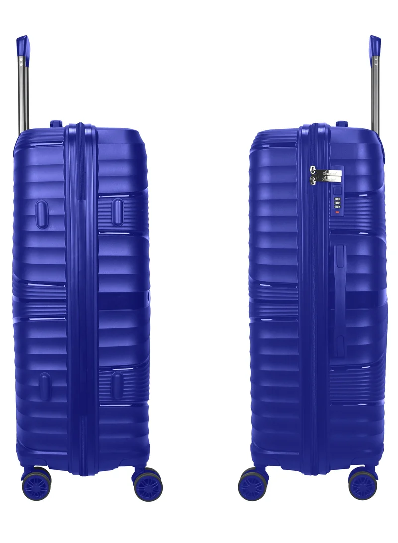 Senator blue hard case large checked luggage trolley for unisex polypropylene lightweight 4 double wheeled suitcase with built in tsa type lock travel bag kh1005 blue  | Best Price UAE