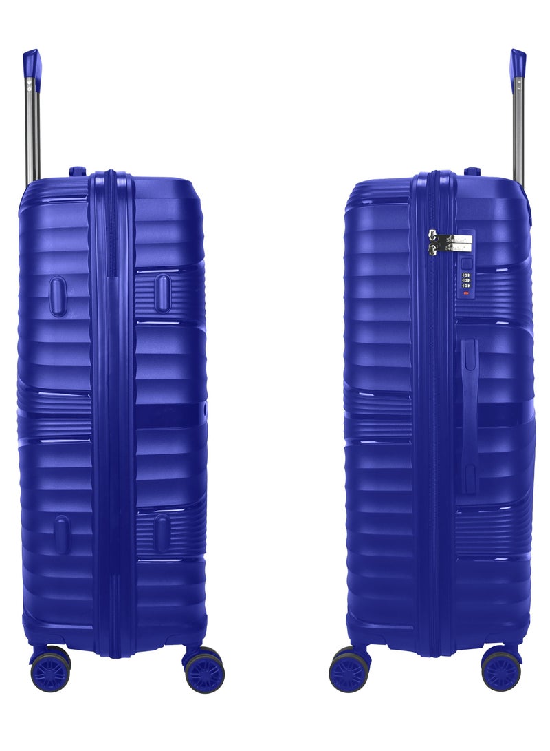 SENATOR hard case large checked luggage trolley for unisex polypropylene lightweight 4 double wheeled suitcase with built in tsa type lock travel bag kh1005 blue - Image 3