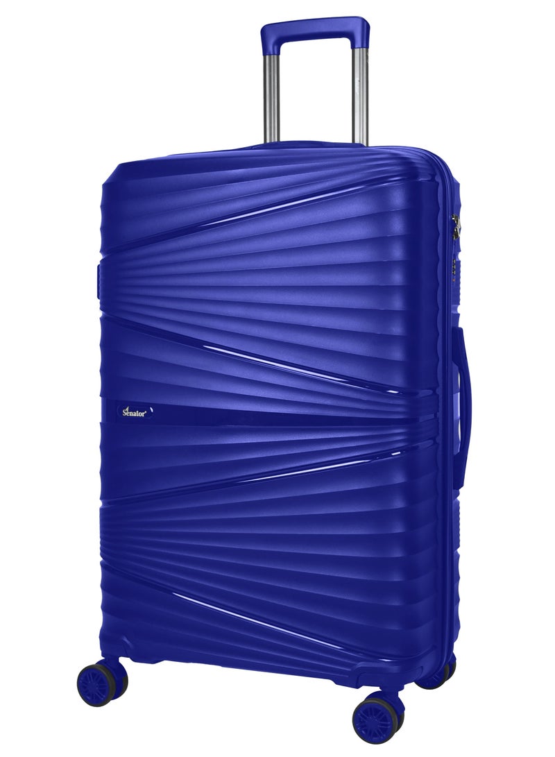 SENATOR hard case large checked luggage trolley for unisex polypropylene lightweight 4 double wheeled suitcase with built in tsa type lock travel bag kh1005 blue - Image 1