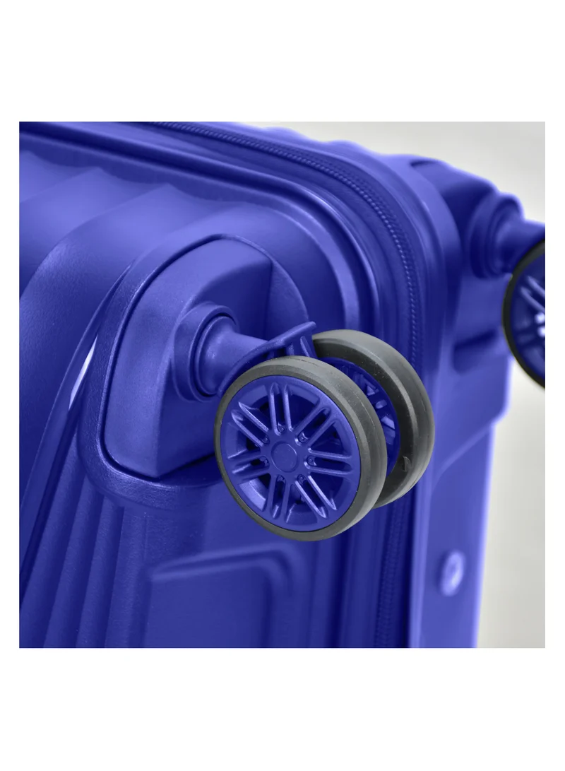 Senator blue hard case large checked luggage trolley for unisex polypropylene lightweight 4 double wheeled suitcase with built in tsa type lock travel bag kh1005 blue  | Best Price UAE