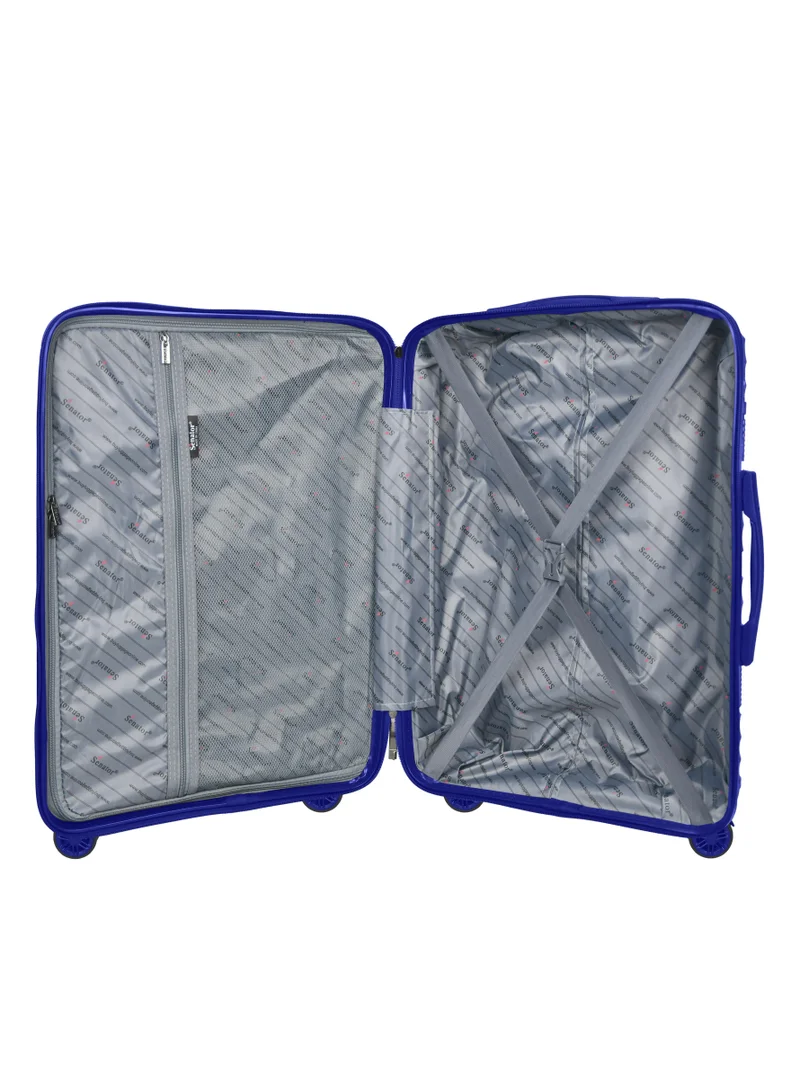 Senator blue hard case large checked luggage trolley for unisex polypropylene lightweight 4 double wheeled suitcase with built in tsa type lock travel bag kh1005 blue  | Best Price UAE
