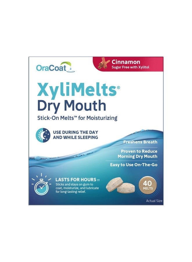 Oracoat Xylimelts Dry Mouth Relief Moisturizing Oral Adhering Discs 40 Count, Cinnamon With Xylitol, For Dry Mouth, Stimulates Saliva, Non-Acidic - Image 1